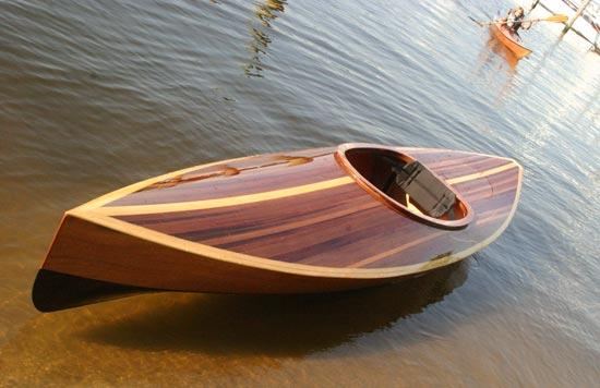 Cedar strip decked Wood Duck recreational kayak