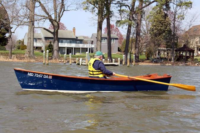 The Jimmy Skiff II rowing boat built from a wooden kit