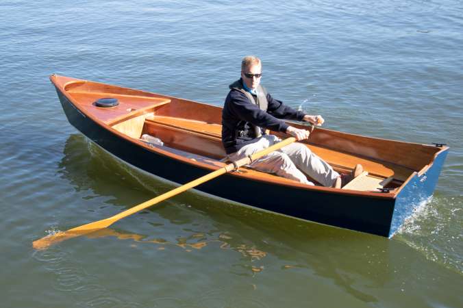 The Jimmy Skiff II rowing boat built from a wooden kit