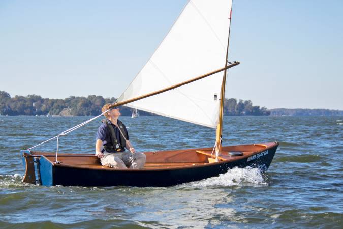 The Jimmy Skiff II is a fun and stable wooden sailing boat built from a plywood kit