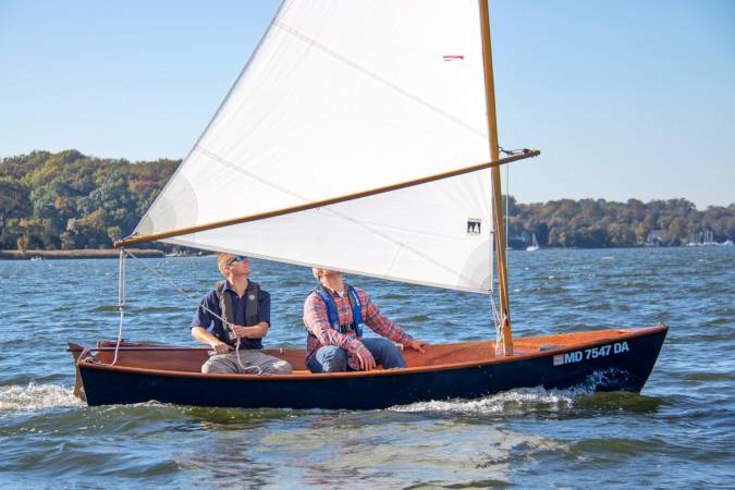 traditional wooden clinker built dinghy/rowing boat for