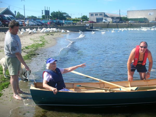 Launching a Welsford Joansa rowing boat built from plans supplied by Fyne Boat Kits