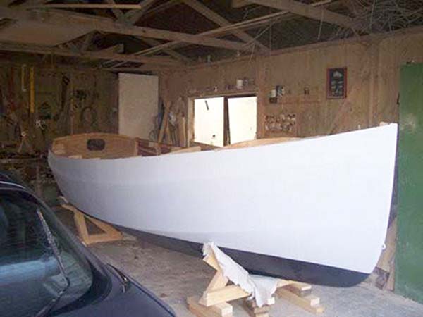 Welsford Pilgrim sailing boat built from plans by Bob Denham